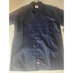 Dickies Button Up Work Shirt Men's Medium Short Sleeve Pocket Graphic Logo Black